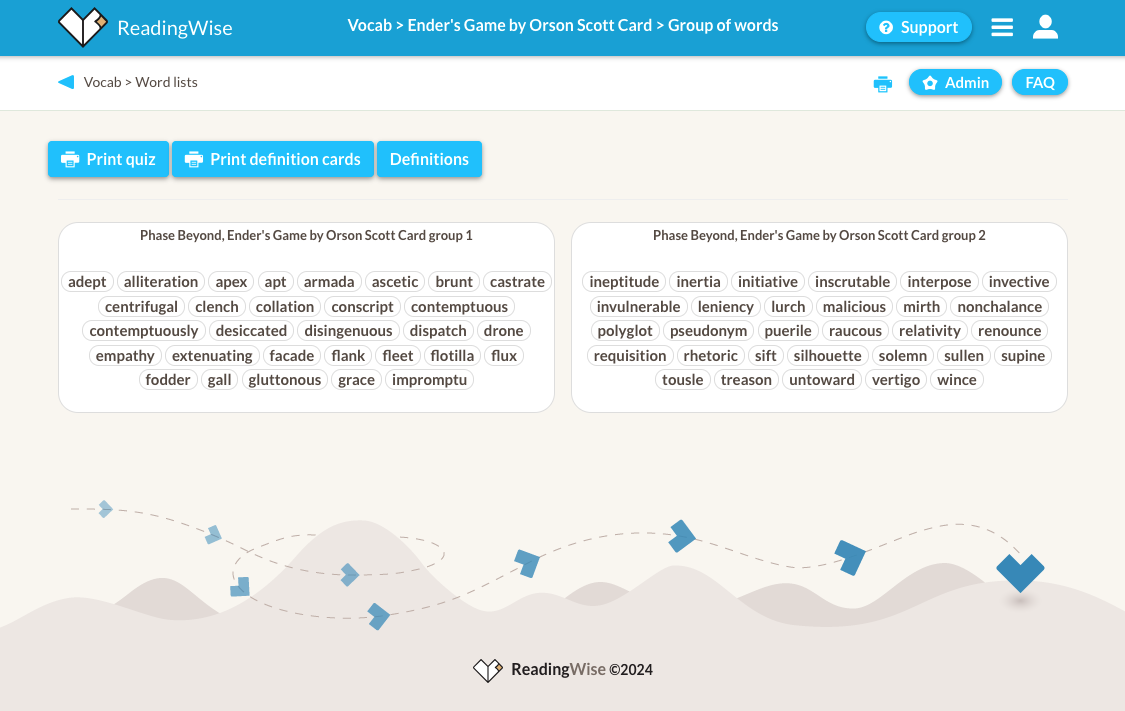  Ender's Game by Orson Scott Card - Vocabulary