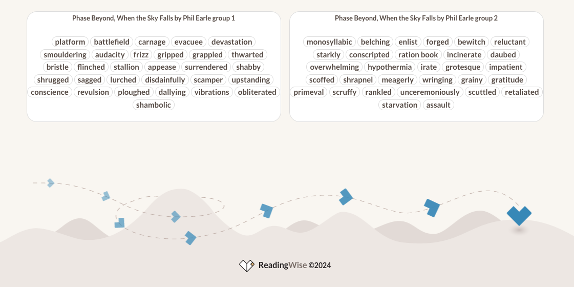  When The Sky Falls by Phil Earle - Vocabulary