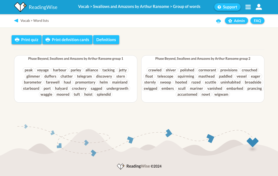  Swallows & Amazons by Arthur Ransome - Vocabulary